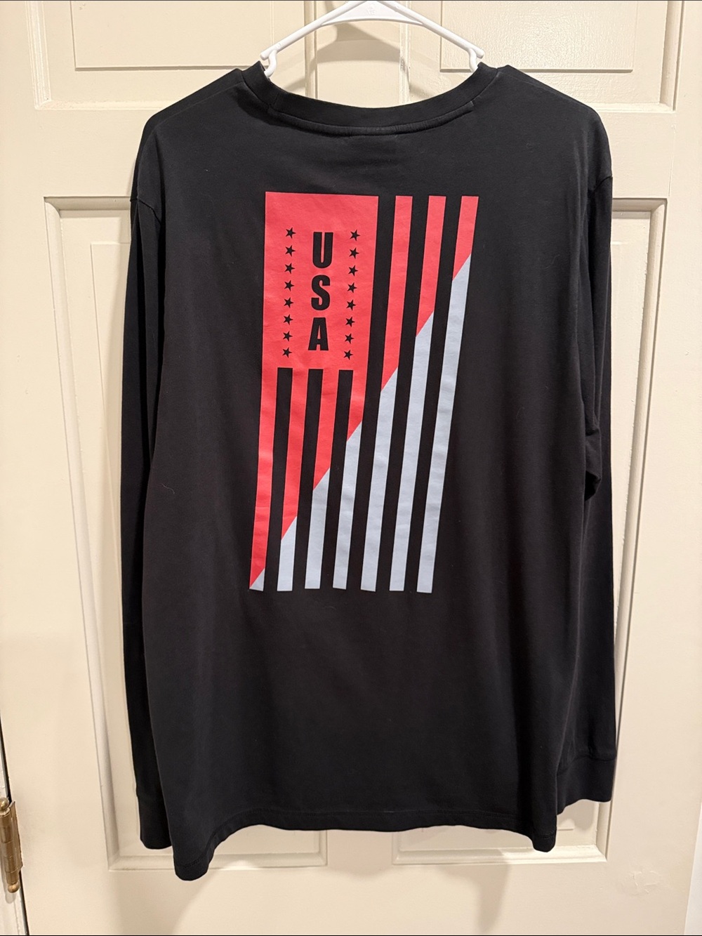 Zelos Men’s 100% Cotton USA Flag Graphic Long Sleeve Tee - Size XL